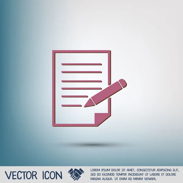Blatt Papier und Stift-Symbol — Stockvektor