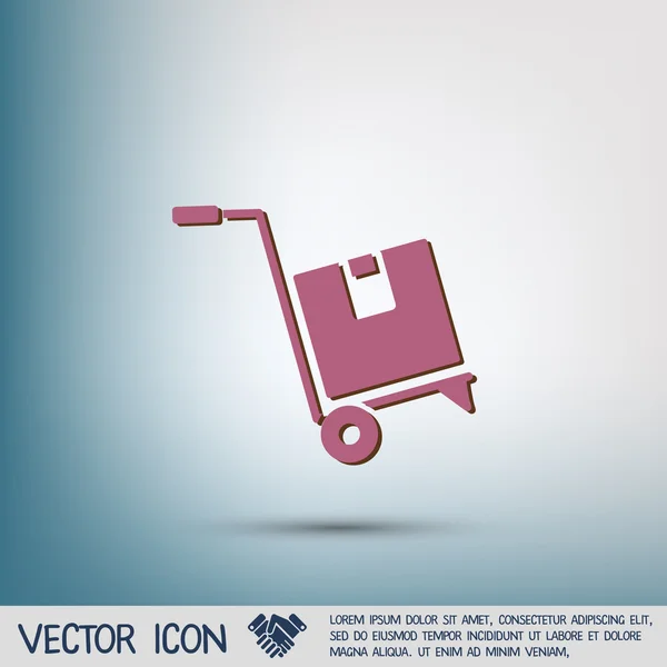 Camión con icono de caja . — Vector de stock