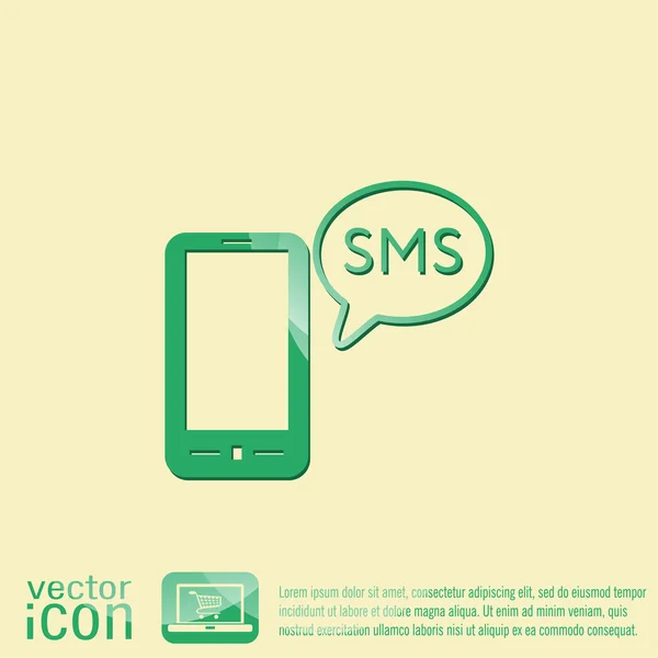 Smartphone mit SMS-Dialogwolke — Stockvektor
