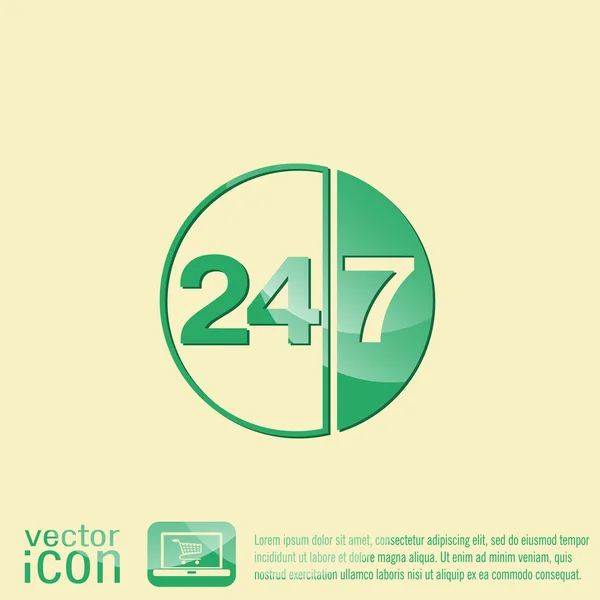 Teken 24 7 pictogram — Stockvector