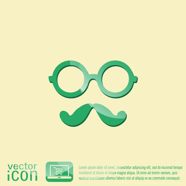 Moustache et lunettes icône hipster — Image vectorielle