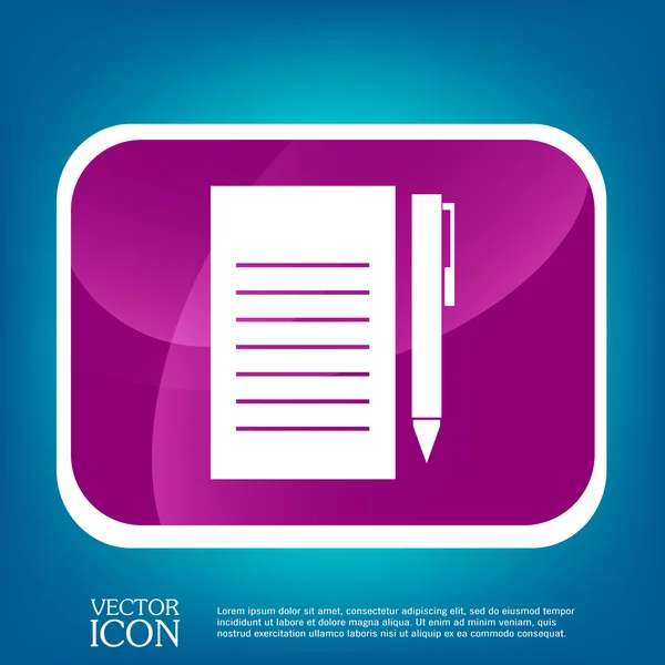 Sheet of paper and pen icon — Stock Vector