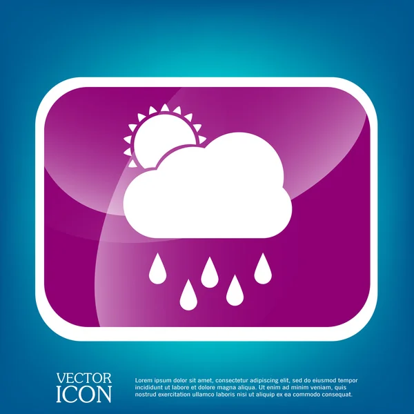 Sol detrás de la nube con icono de lluvia — Vector de stock