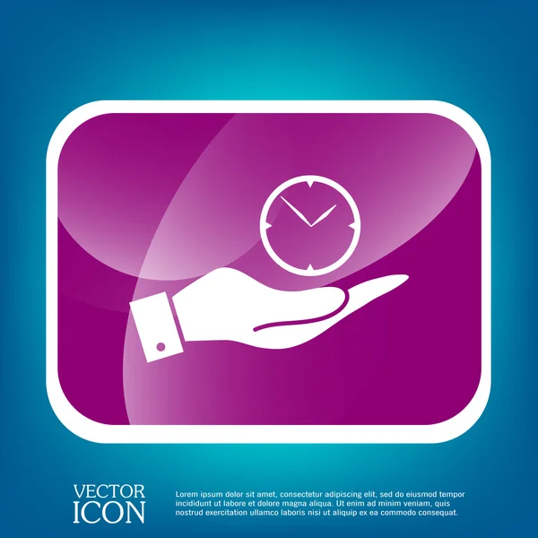 Mano celebración reloj icono — Vector de stock