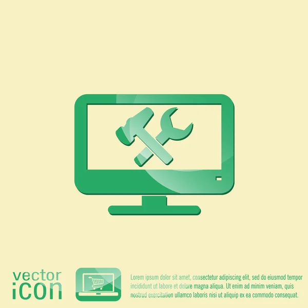 Icono de configuración de símbolo de monitor — Vector de stock