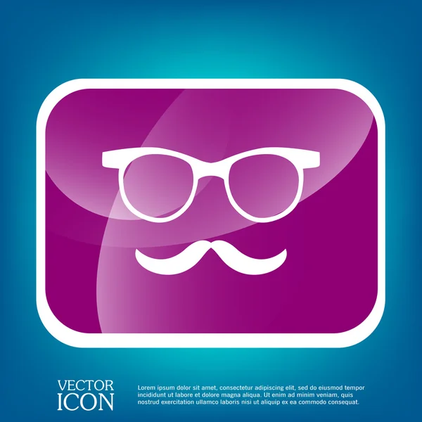 Mustasch och glasögon hipster ikonen — Stock vektor