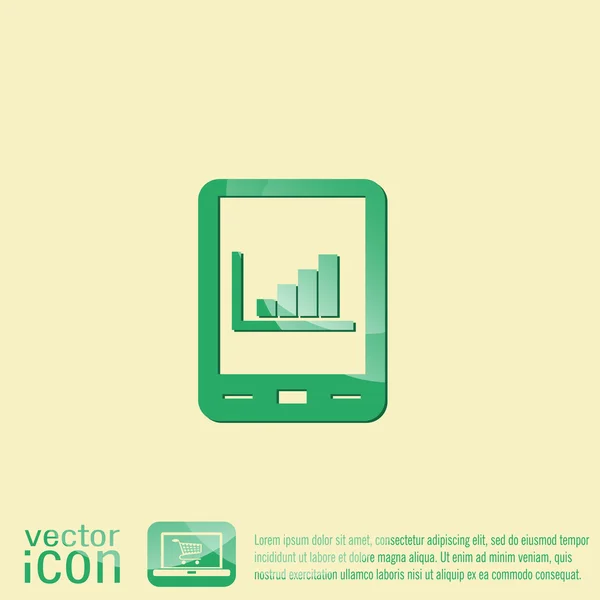Tablet pad com ícone de diagrama — Vetor de Stock