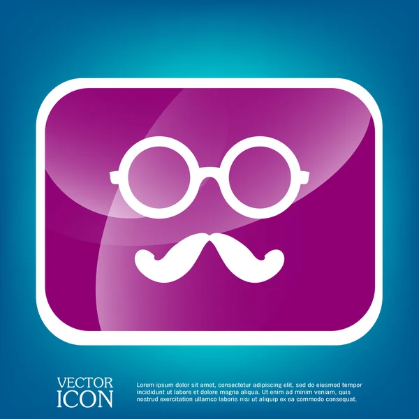 Schnurrbart und Brille Hipster-Ikone — Stockvektor