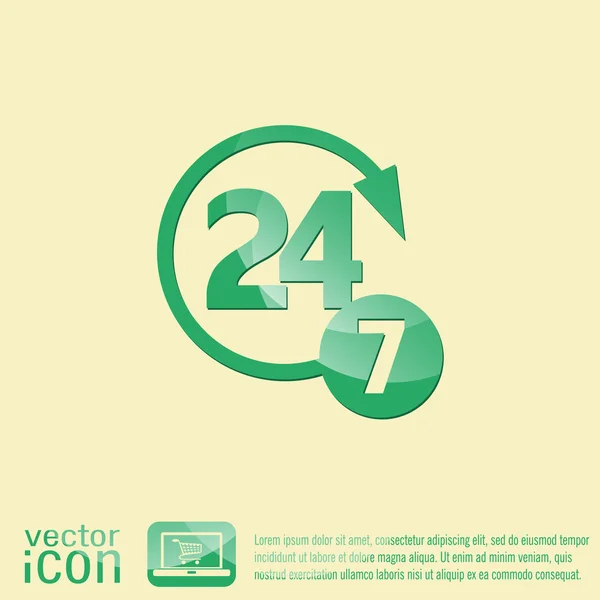 24 7 teken pictogram — Stockvector