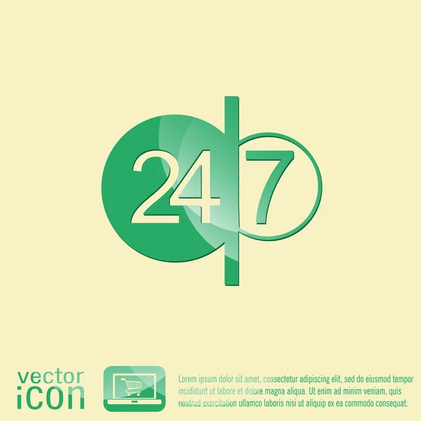 24 7 teken pictogram — Stockvector