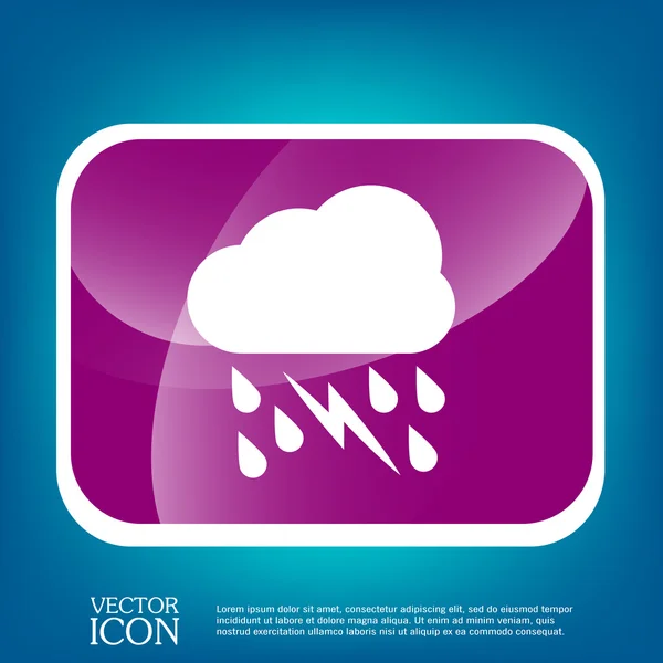 Nube lluvia rayo signo icono — Vector de stock