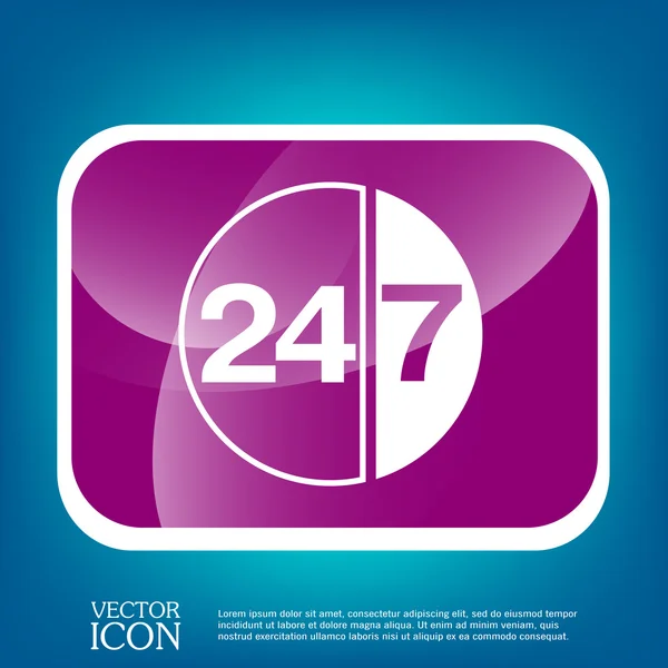 Teken 24 7 pictogram — Stockvector