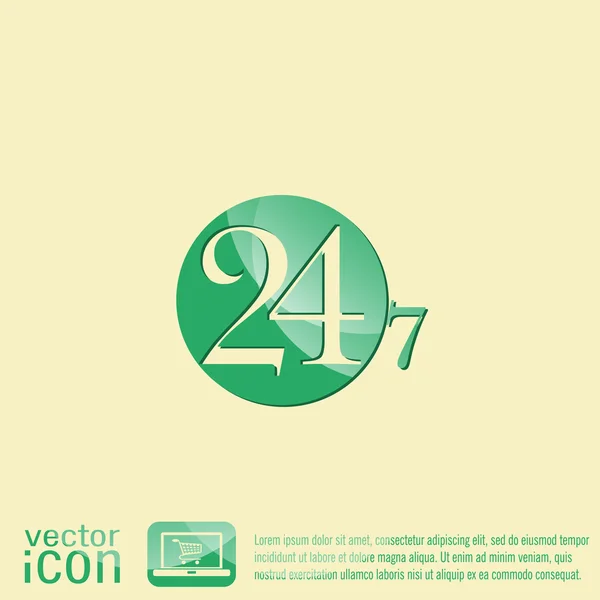 Teken 24 7 pictogram — Stockvector