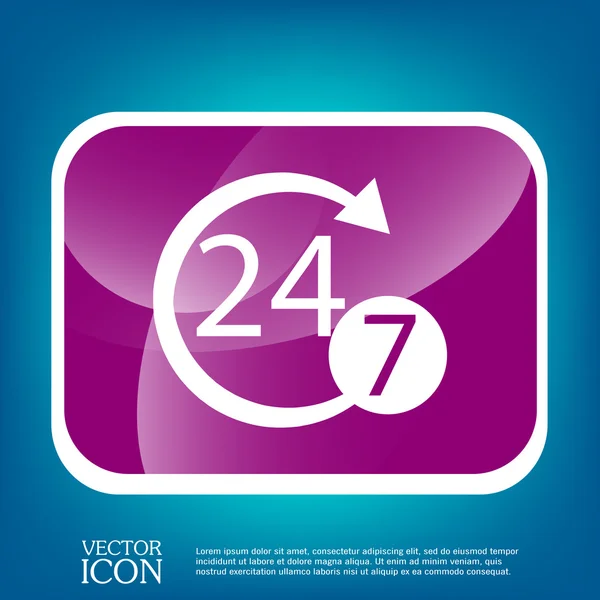 Teken 24 7 pictogram — Stockvector