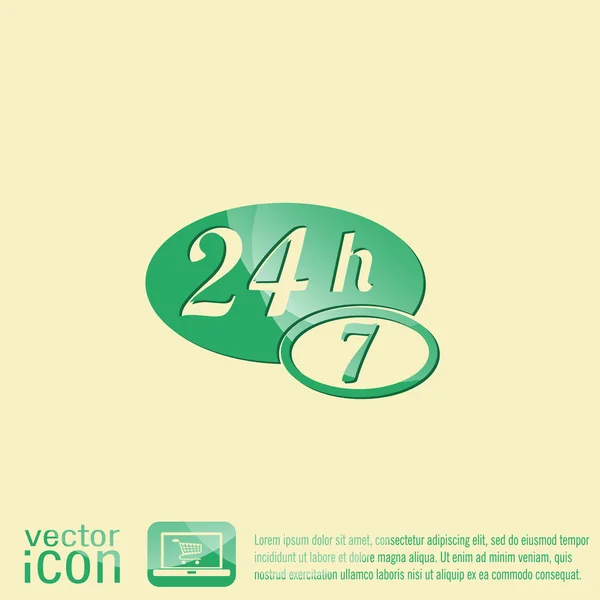 Teken 24 7 pictogram — Stockvector