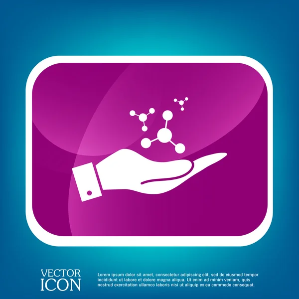 Hand holding atom, molecule. — Stock Vector