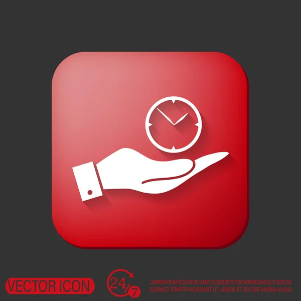 Hand holding clock icon — Stock Vector