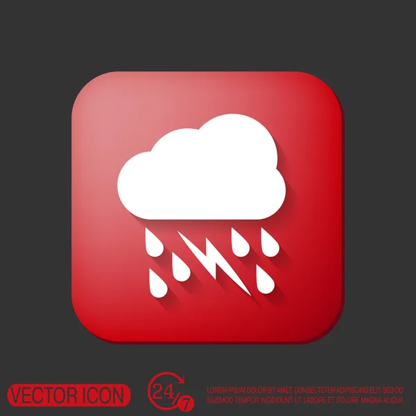 Cloud rain lightning sign icon — Stock Vector