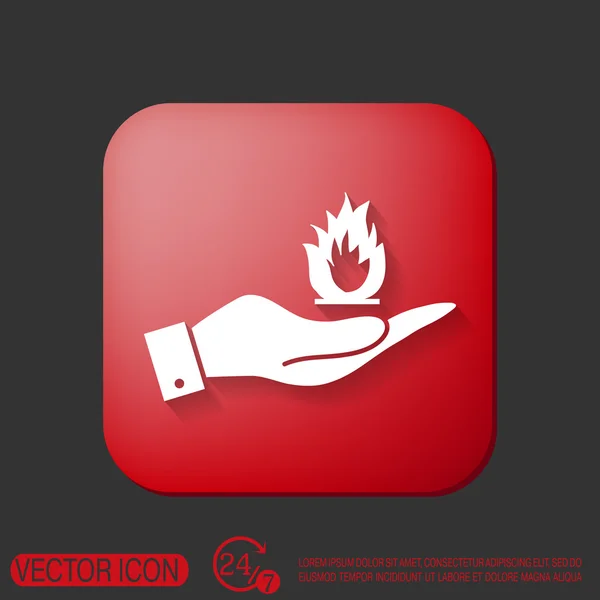 Señal de mano sosteniendo fuego . — Vector de stock