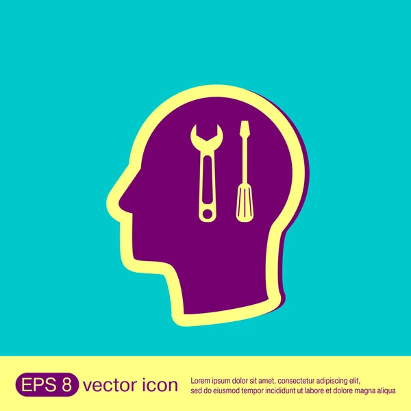 Icon head think silhouette man — Stock Vector