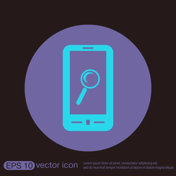 Smartphone, magnifying glass. — Stock Vector