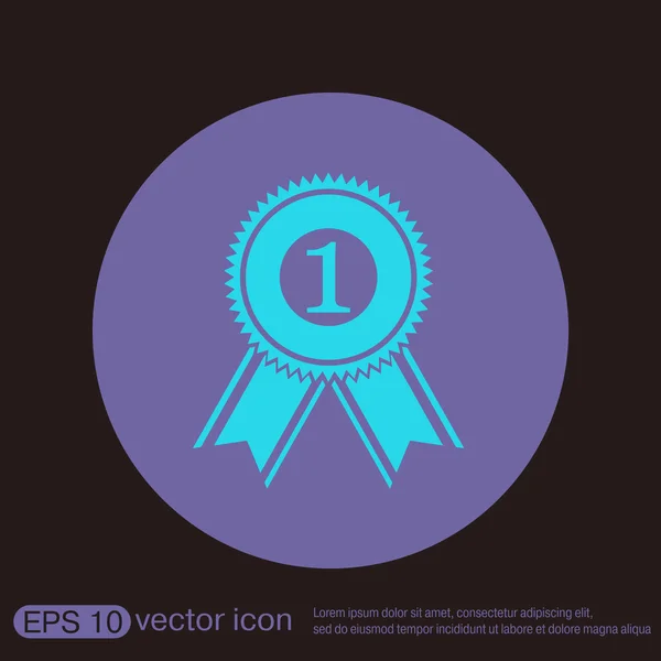 First place ribbon rosette icon — Stock Vector