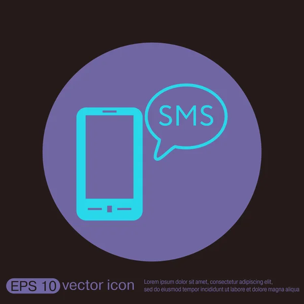 Smartphone mit SMS-Dialogwolke. — Stockvektor