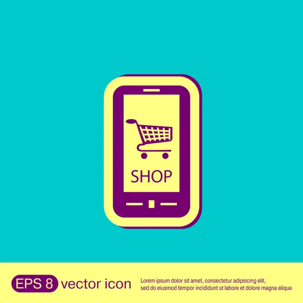 Carrito de compras tienda online — Vector de stock