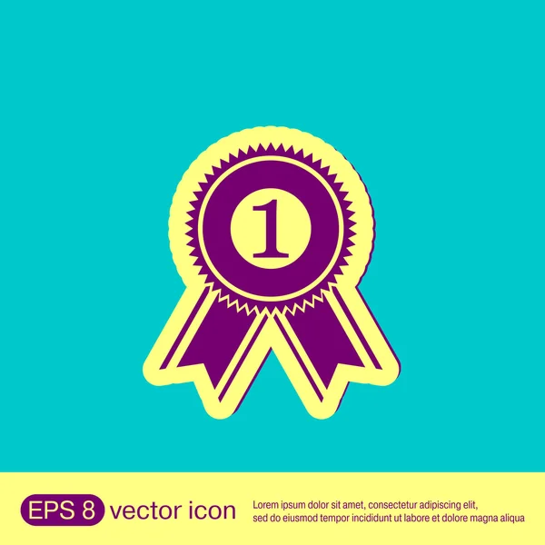 First place ribbon rosette icon — Stock Vector