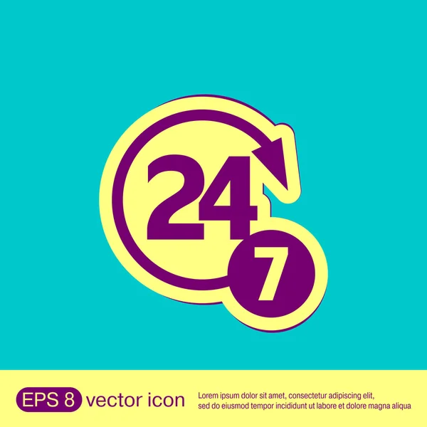 24 7 teken pictogram — Stockvector