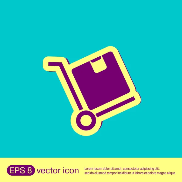 Camión con icono de caja — Vector de stock