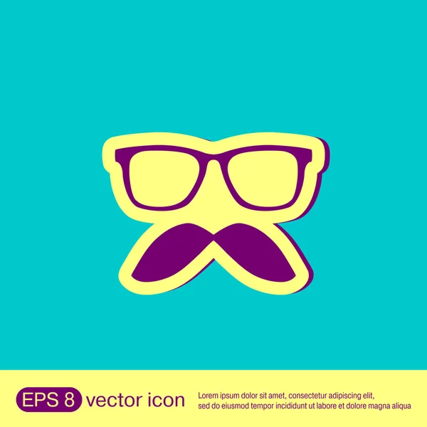 Snor en glazen hipster pictogram — Stockvector