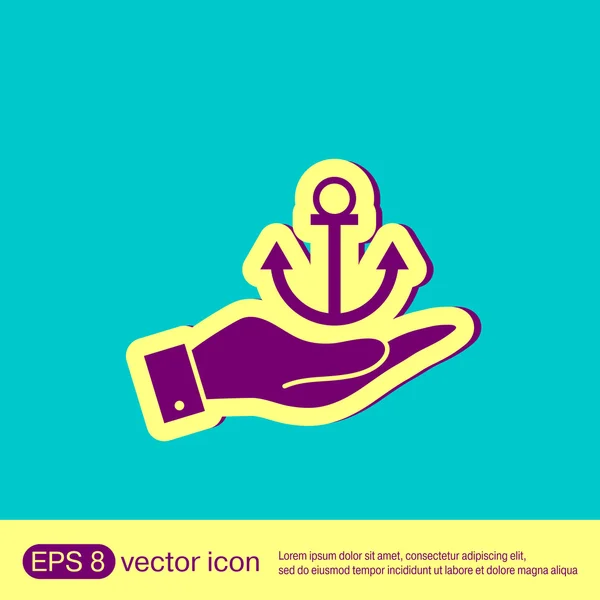 Hand holding Nautical Anchor — Stock Vector