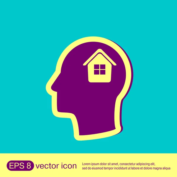 Icon head think silhouette man — Stock Vector