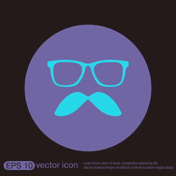 Snor en glazen hipster pictogram — Stockvector