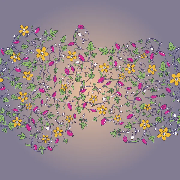 Texture florale sans couture avec des baies — Image vectorielle