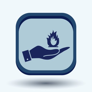 Yangın işaret tutan el