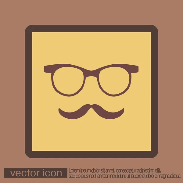 Ícone de bigode e óculos — Vetor de Stock