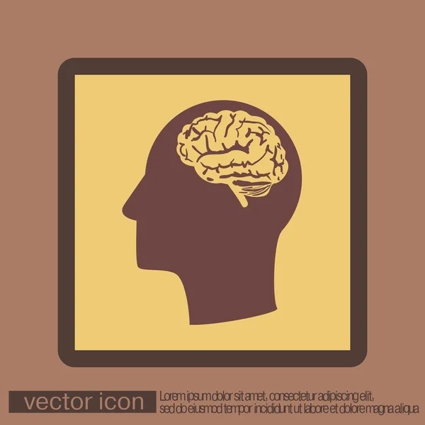 Cabeza con Icono cerebral. Mente y ciencia — Archivo Imágenes Vectoriales