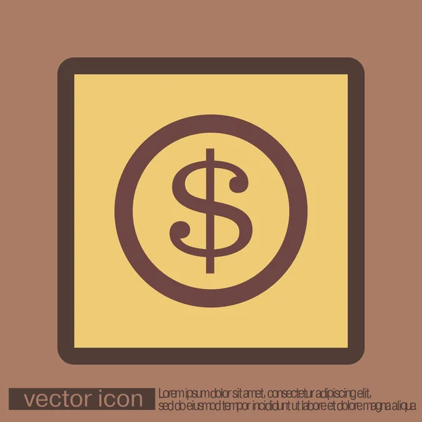 Dollar symbole de pièce — Image vectorielle