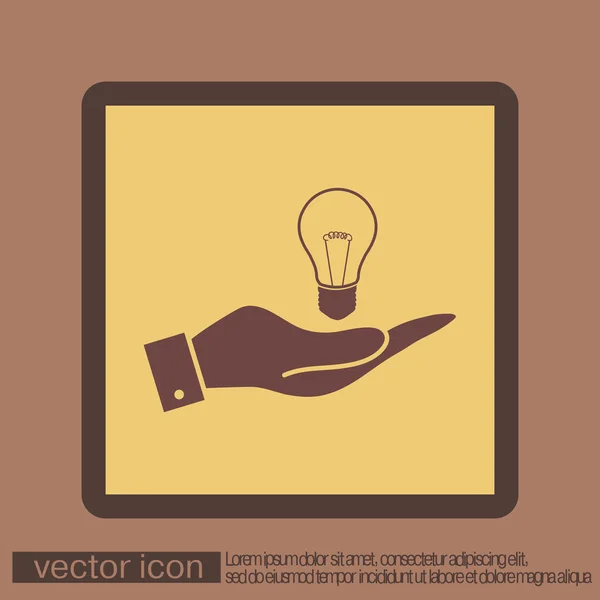 Icono de la bombilla de mano — Vector de stock