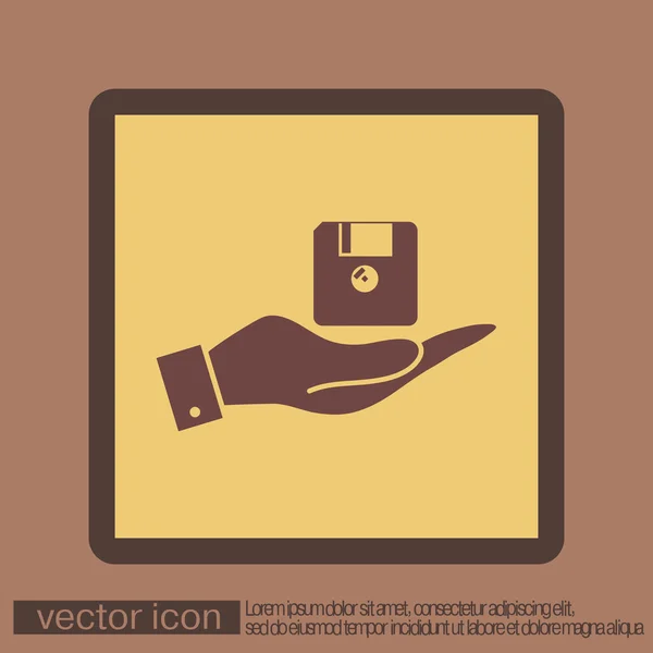Hand hält Computer-Diskette — Stockvektor