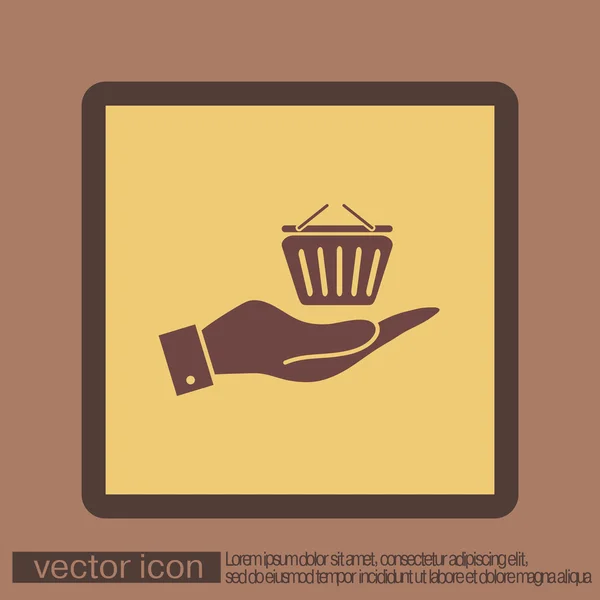 Ruka držící nákupního košíku — Stockový vektor
