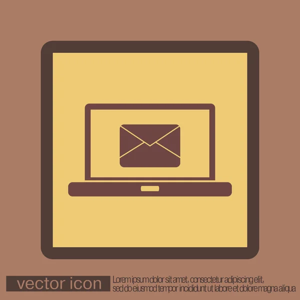 Laptop con el icono de la carta sobre — Vector de stock