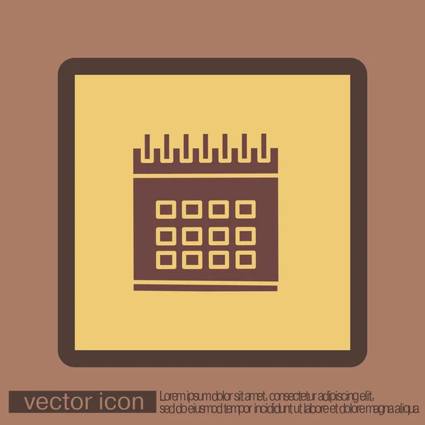 Icône du calendrier, design plat — Image vectorielle