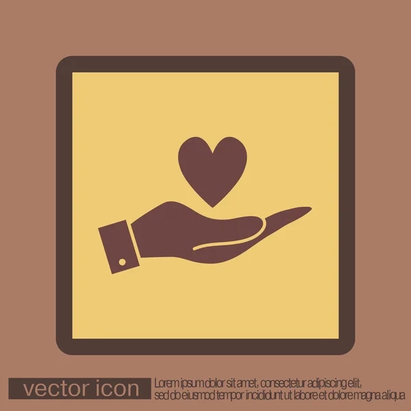 Mano sosteniendo un símbolo del corazón — Vector de stock