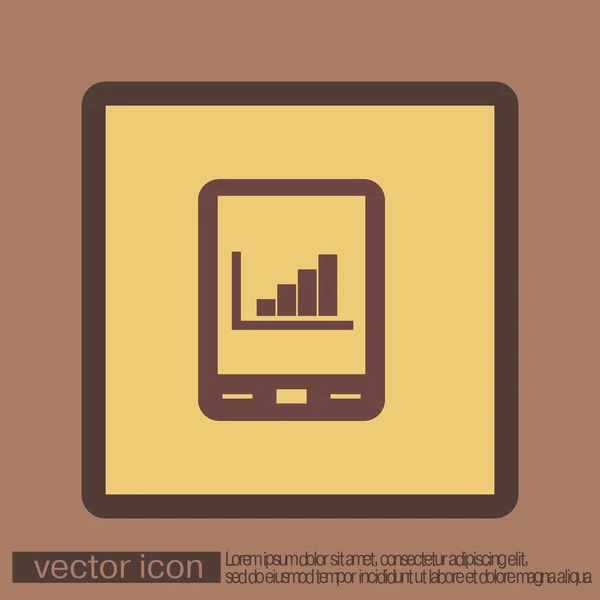 Tablet pad with diagram icon — Stock Vector