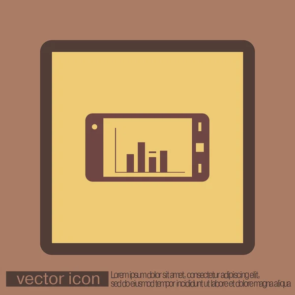 Smartphone with diagram icon — Stock Vector