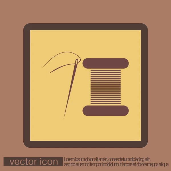 Carrete de rosca y aguja — Vector de stock