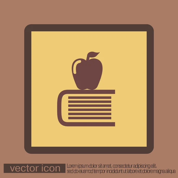 Libro con icono de manzana — Vector de stock